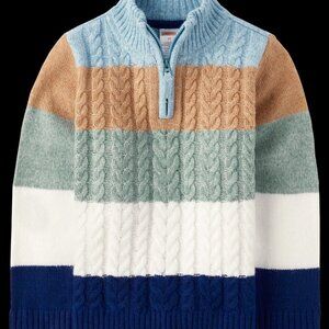 Gymboree Boys NWT Striped Half Zip Sweater - Little Snowflake - blue Size 8